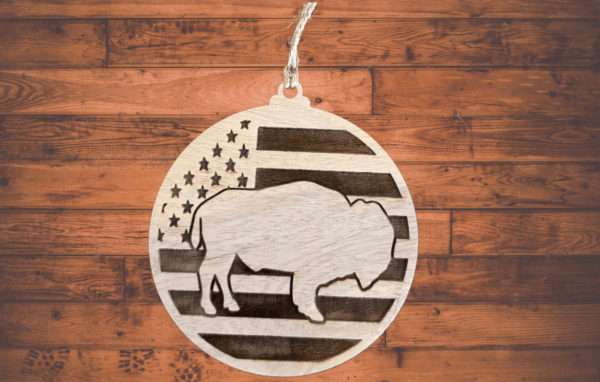 Buffalo Flag Ornament - Bunkhouse Studio LLC