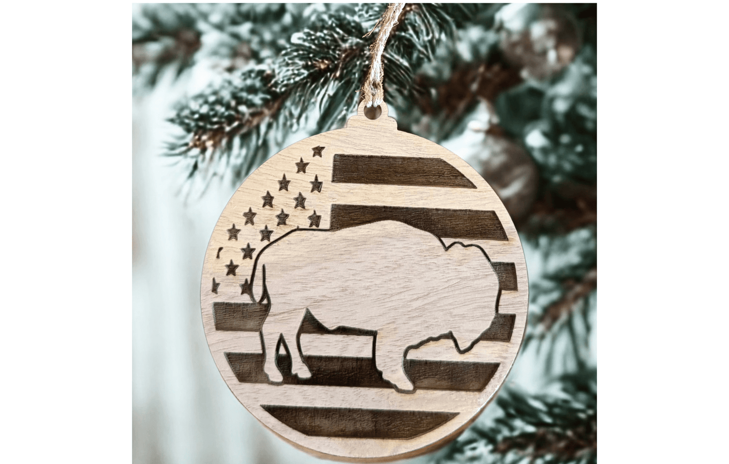 Buffalo Flag Ornament - Bunkhouse Studio LLC