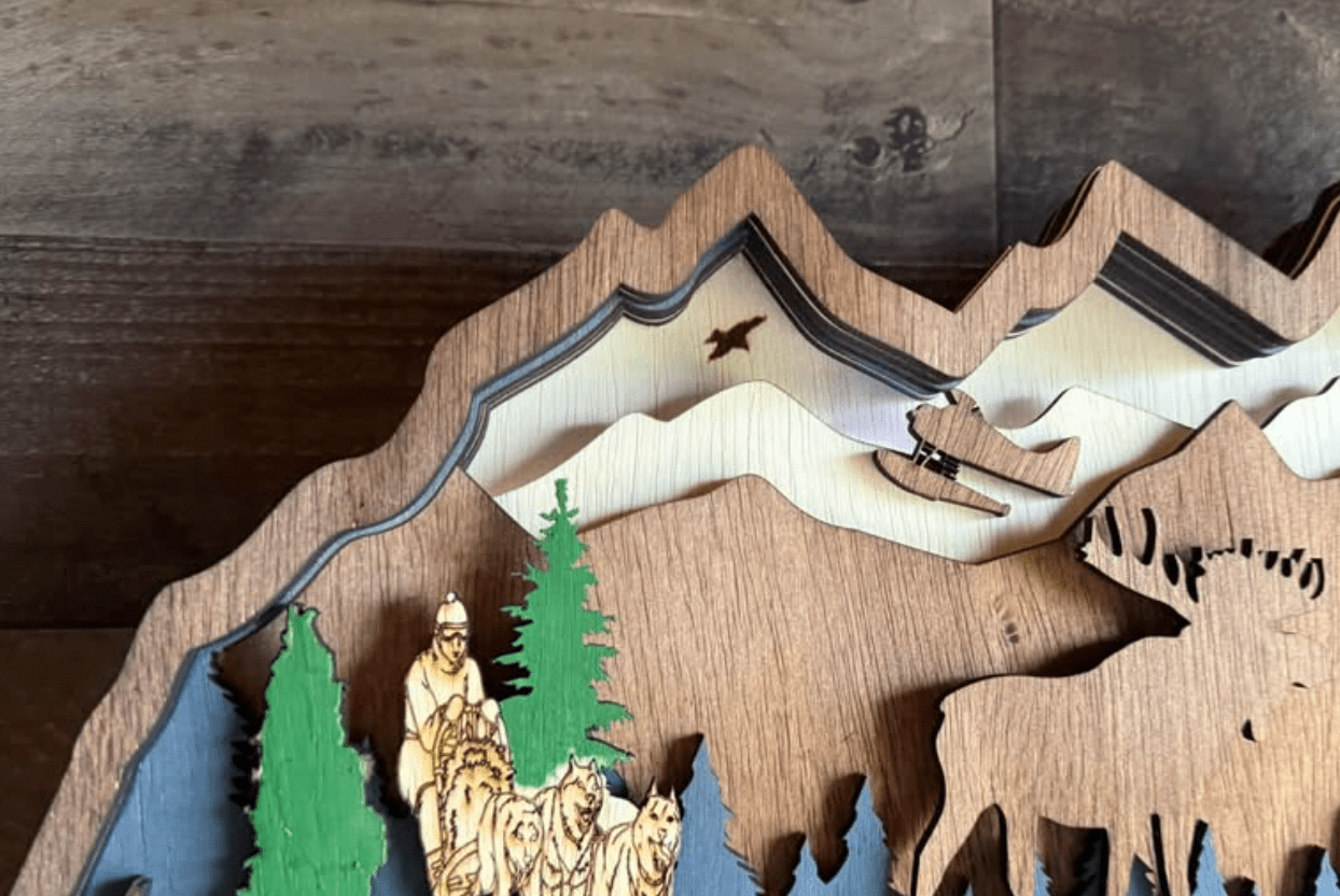 Handcrafted Wooden Rustic Mountain shelf decor light up – Rustic Cabin & Lodge Décor - Bunkhouse Studio LLC