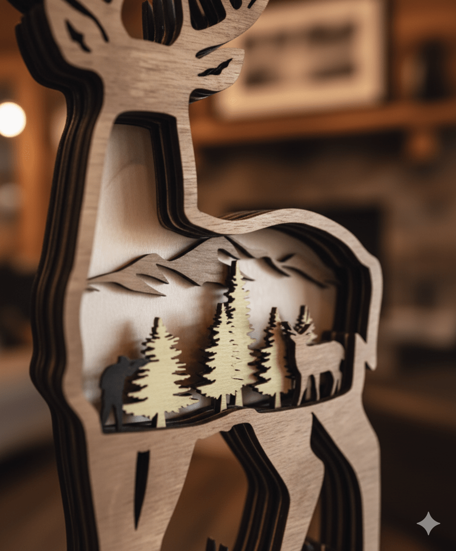 Layered Deer Hunter - Bunkhouse Studio LLC