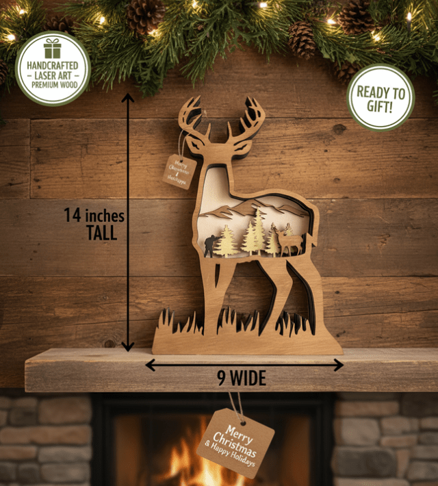 Layered Deer Hunter - Bunkhouse Studio LLC