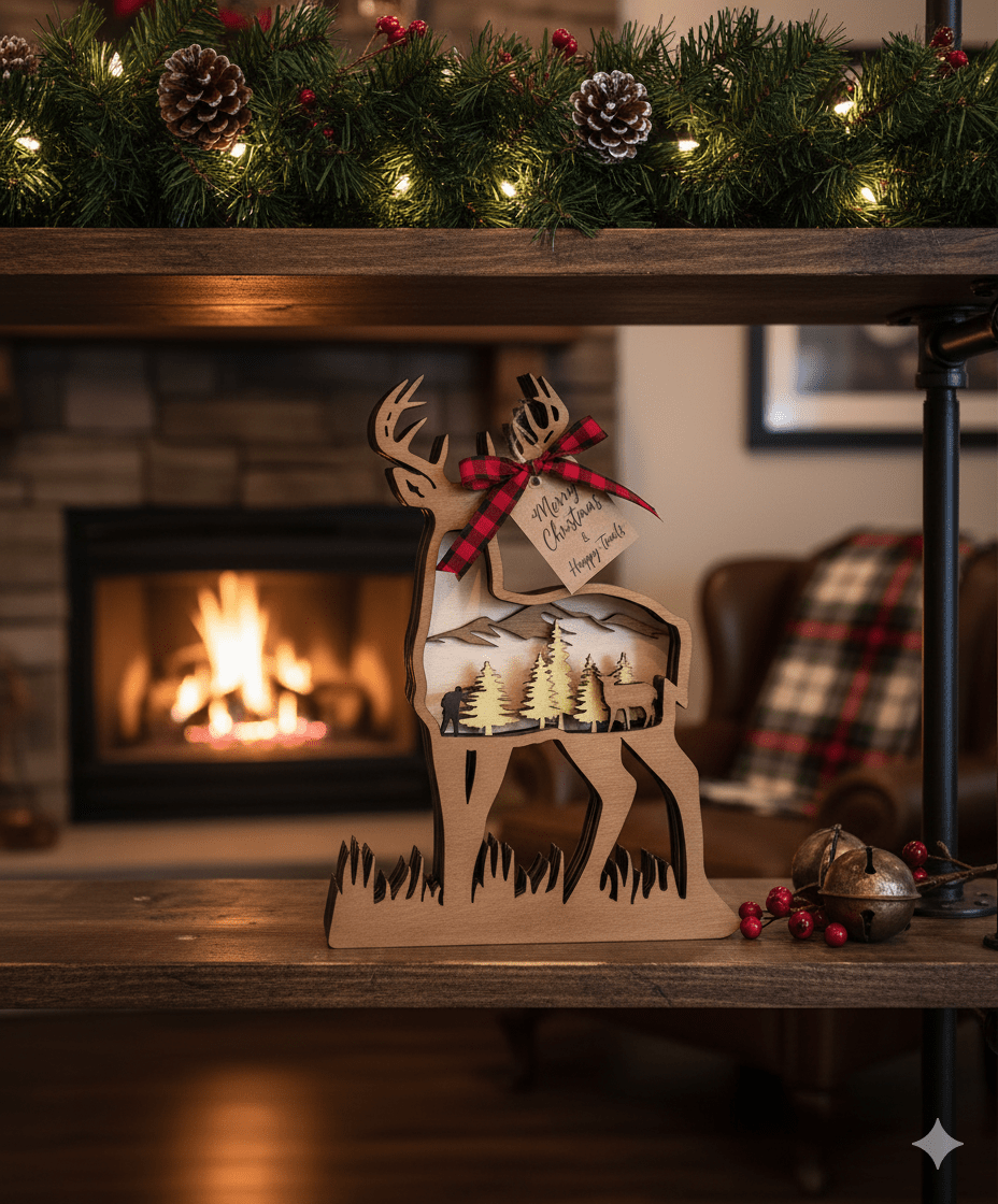 Layered Deer Hunter - Bunkhouse Studio LLC