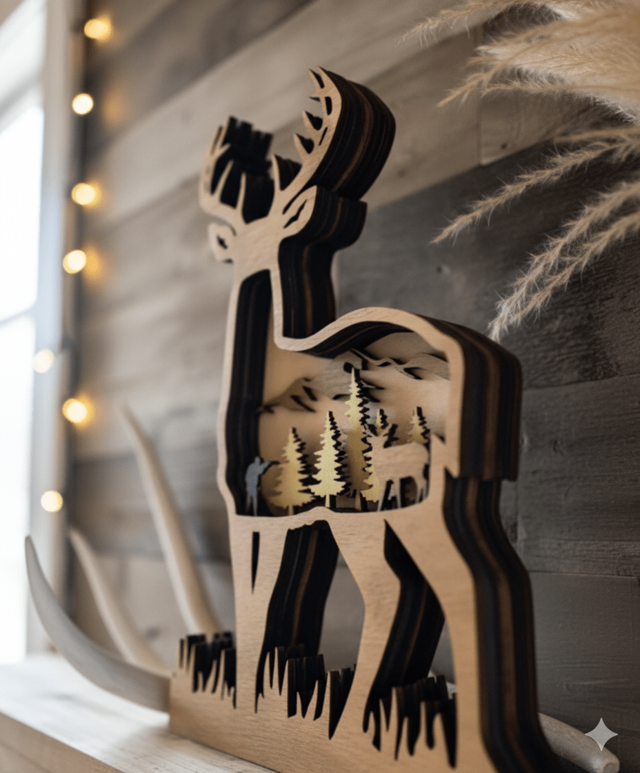 Layered Deer Hunter - Bunkhouse Studio LLC