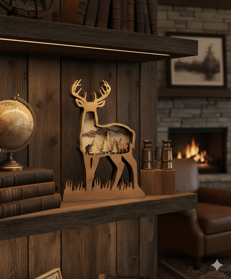 Layered Deer Hunter - Bunkhouse Studio LLC
