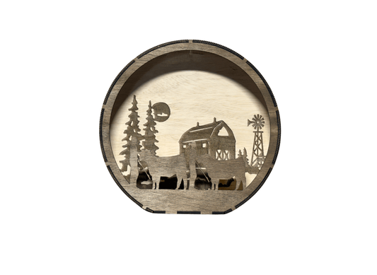 Lighted Steer or Heifer Wood Wall Art: Rustic Farmhouse Decor - Bunkhouse Studio LLC