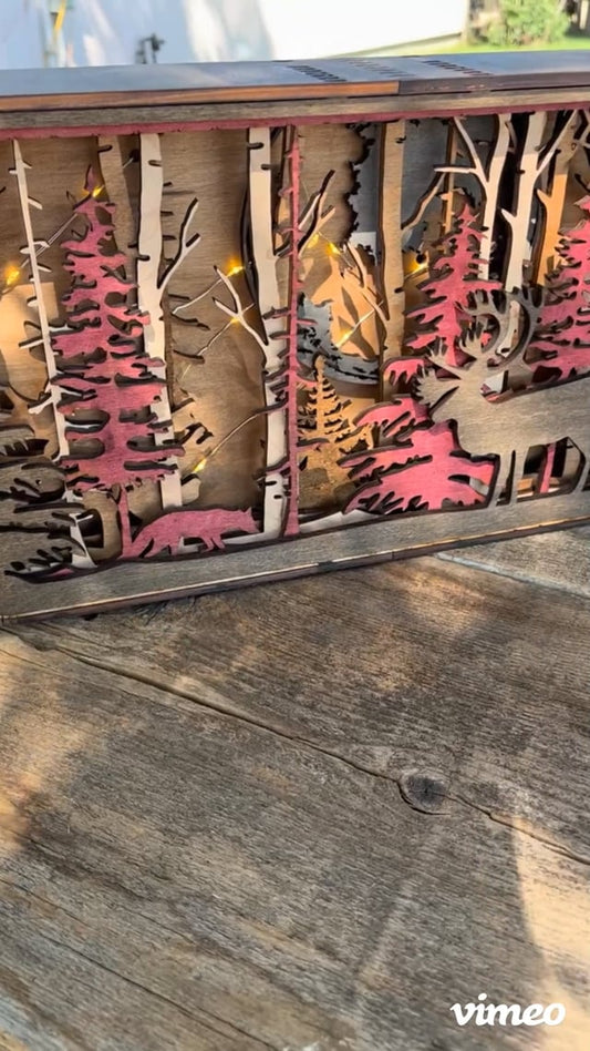 Light Shadow Box with option of Elk, or Bear, or Moose design