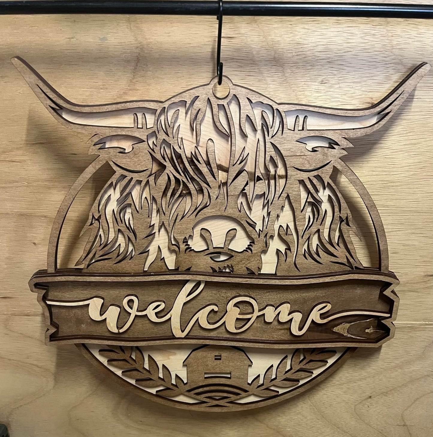 Highlander Cow Door Hanger - Bunkhouse Studio LLC