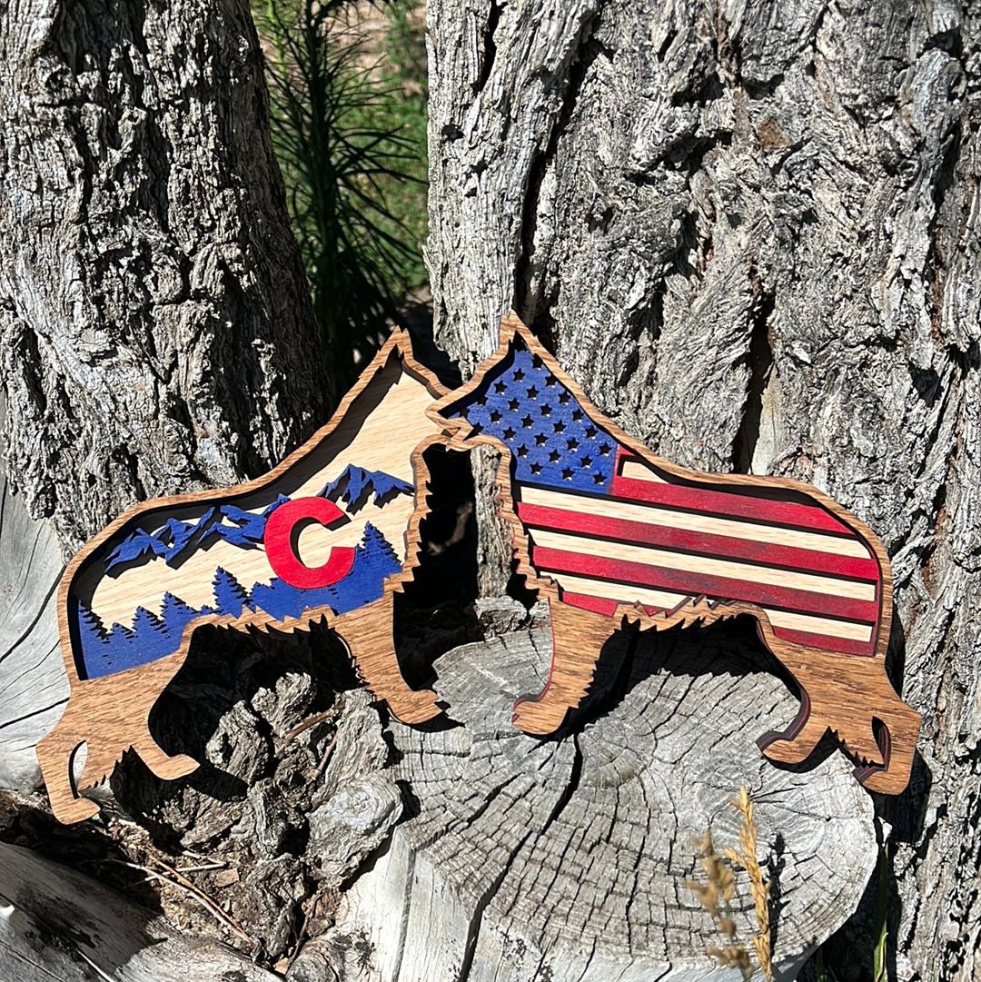 Layered Dog Colorado or USA Flag - Bunkhouse Studio LLC
