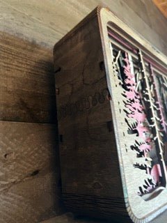 Light Shadow Box with option of Elk, or Bear, or Moose design - Bunkhouse Studio LLC