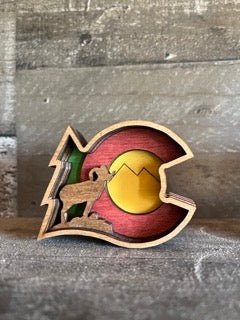 Small Colorado Logo with option of Wolf, Elk, Bear, Moose, Big Horn Sheep, Buffalo Memorabilia, Souvenir - Bunkhouse Studio LLC