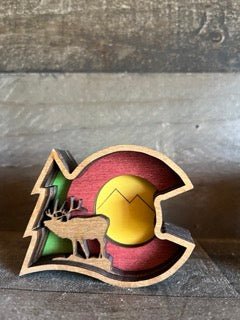 Small Colorado Logo with option of Wolf, Elk, Bear, Moose, Big Horn Sheep, Buffalo Memorabilia, Souvenir - Bunkhouse Studio LLC
