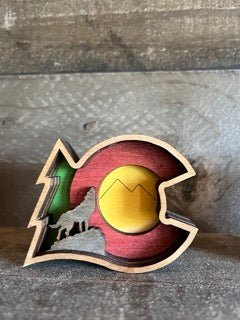 Small Colorado Logo with option of Wolf, Elk, Bear, Moose, Big Horn Sheep, Buffalo Memorabilia, Souvenir - Bunkhouse Studio LLC