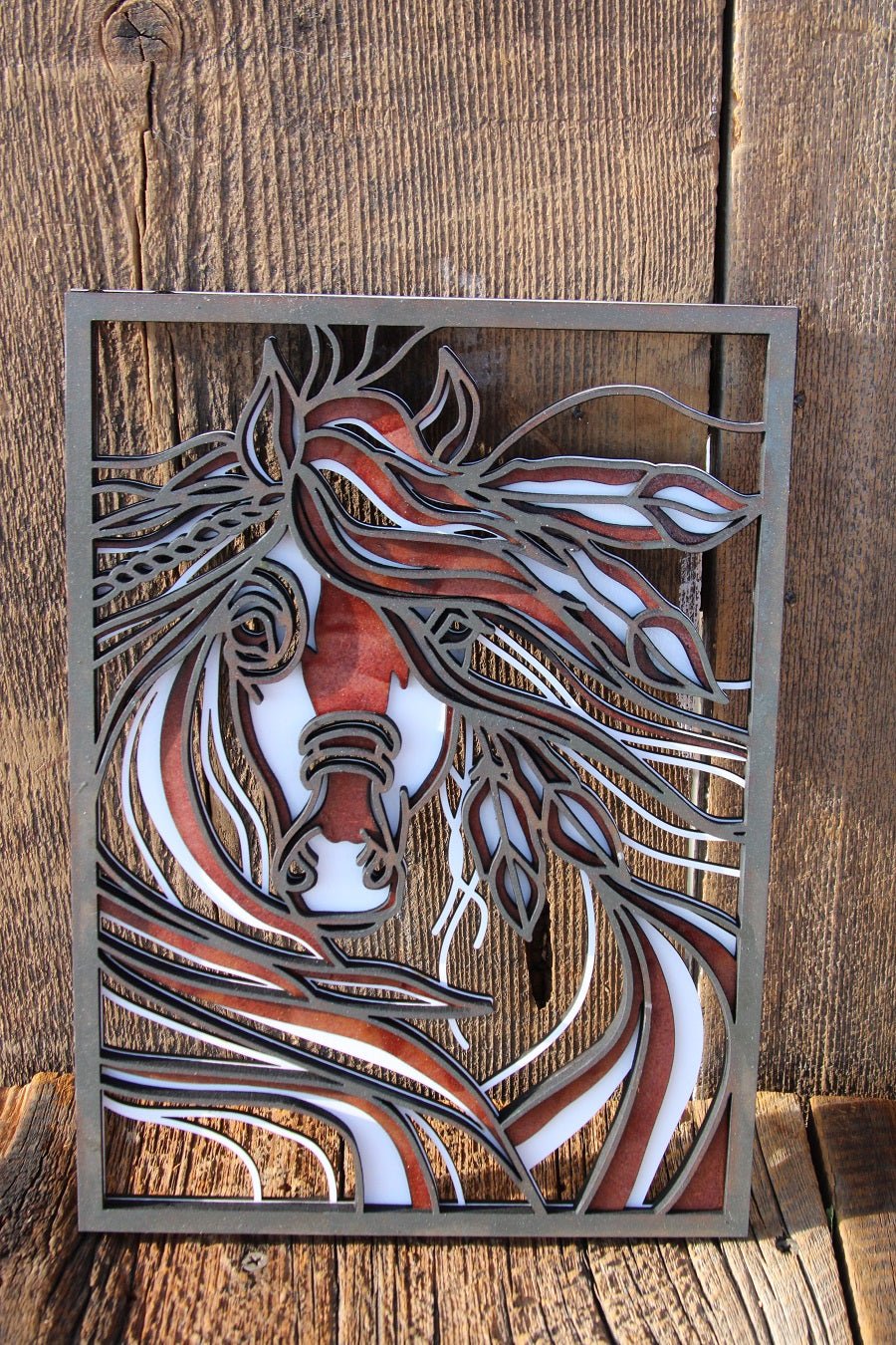 The Colored Horse Head Layer Painted - Bunkhouse Studio LLC