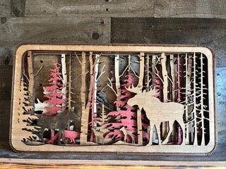 Unique Handmade Western Light Shadow Box with option of Elk, or Bear, or Moose design - Bunkhouse Studio LLC