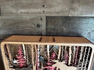 Unique Handmade Western Light Shadow Box with option of Elk, or Bear, or Moose design - Bunkhouse Studio LLC