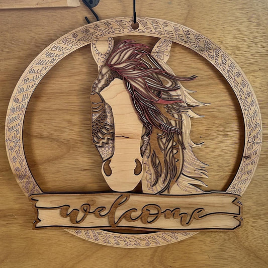 Western Rustic Horse Head Door Hanger - Bunkhouse Studio LLC