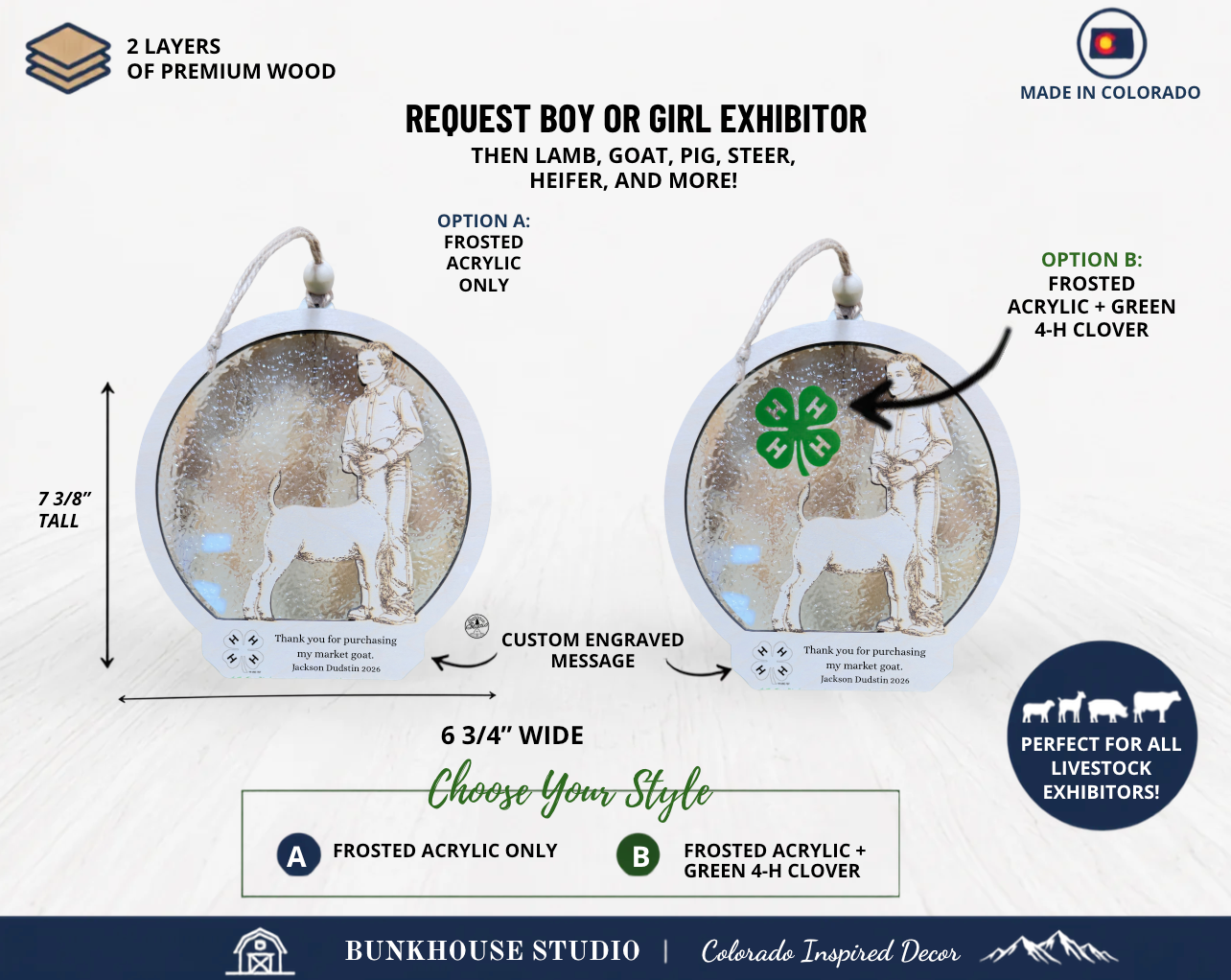 Personalized Market Lamb Suncatcher | Lamb, Pig, Goat, Heifer, Steer