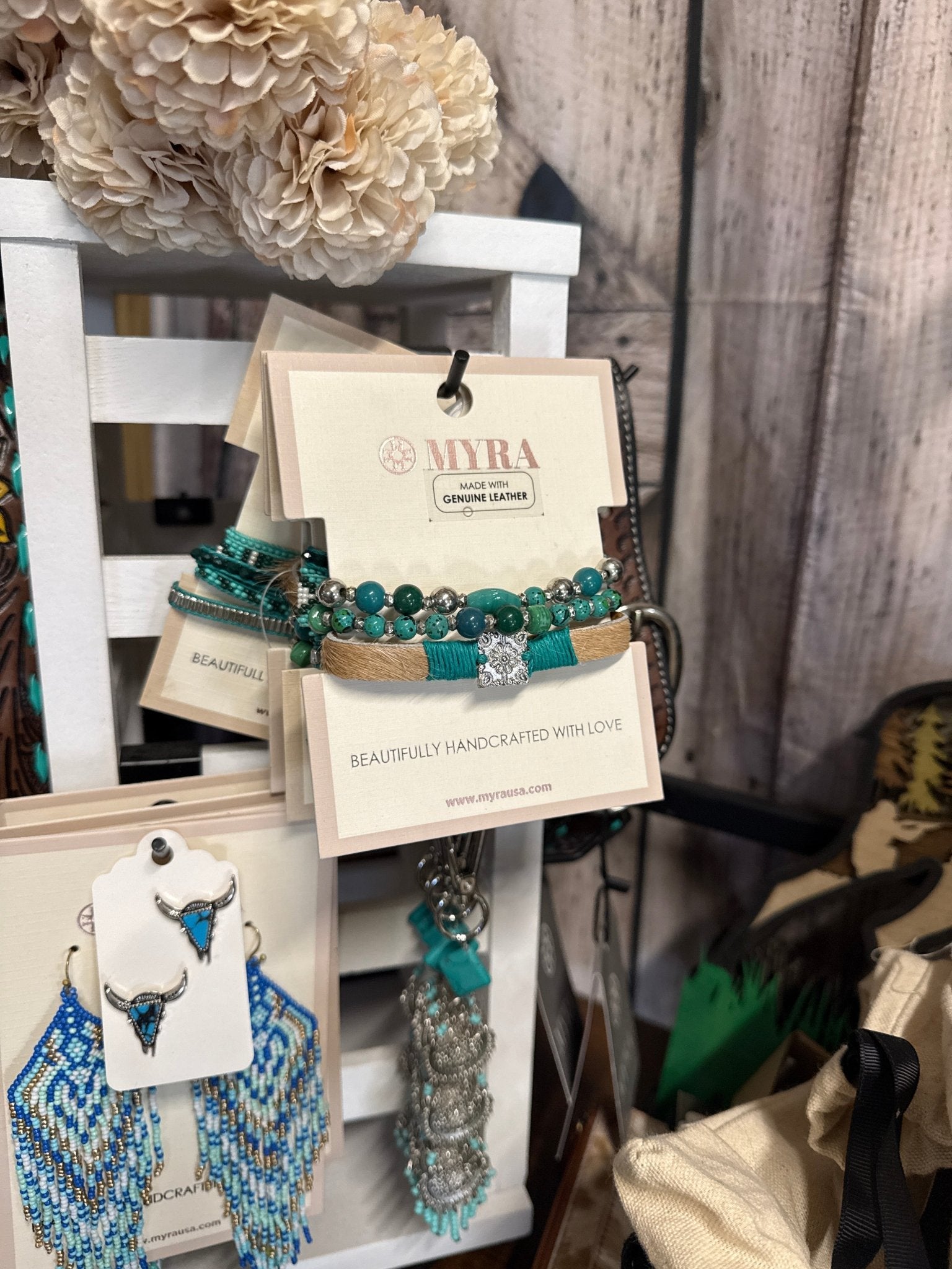 Bunkhouse Studio LLC bracelet featuring leather and metal accents with rustic, handcrafted design and adjustable closure.