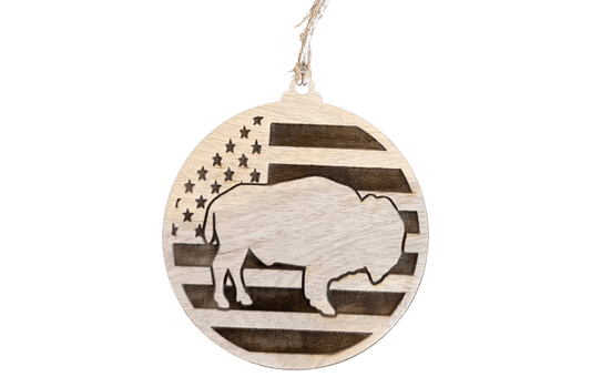 Buffalo Flag Ornament - Bunkhouse Studio LLC