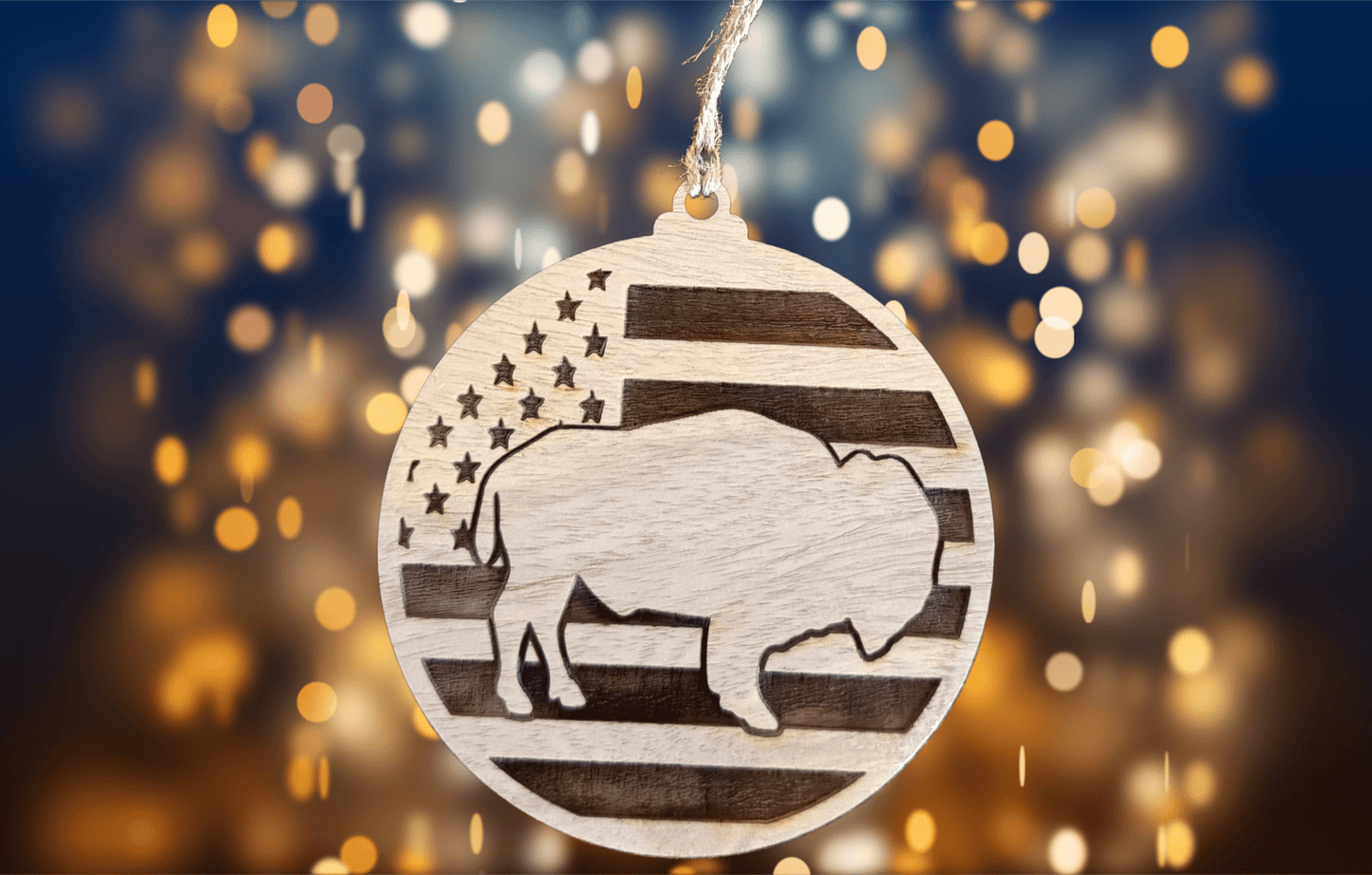 Buffalo Flag Ornament - Bunkhouse Studio LLC