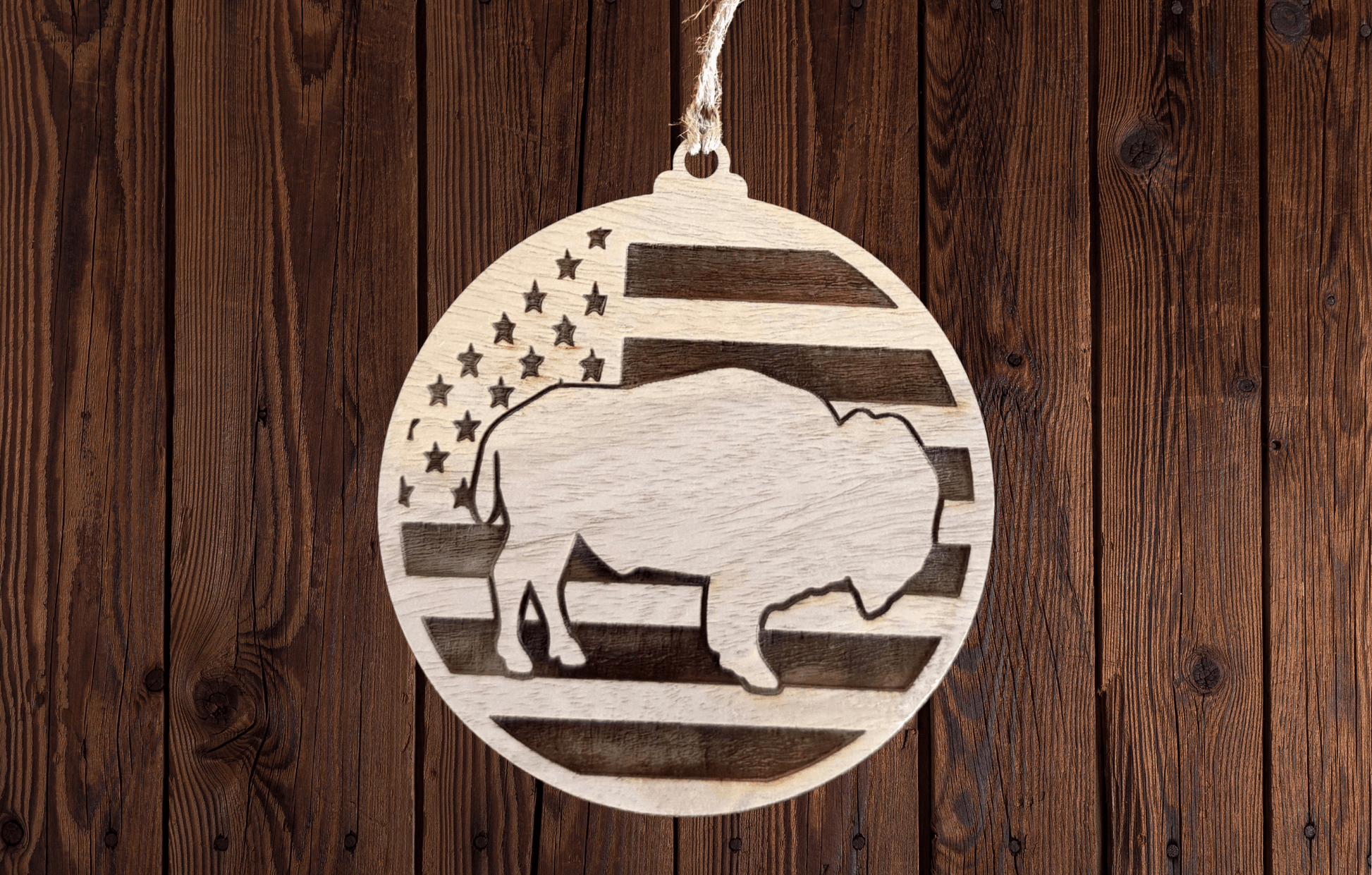 Buffalo Flag Ornament - Bunkhouse Studio LLC