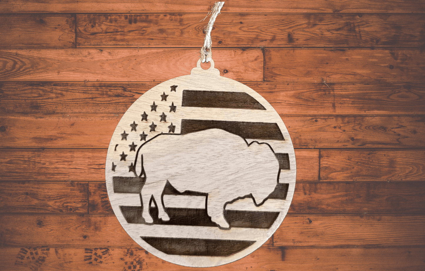 Buffalo Flag Ornament - Bunkhouse Studio LLC