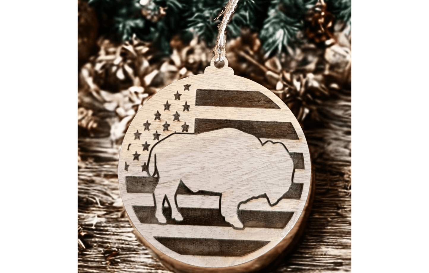 Buffalo Flag Ornament - Bunkhouse Studio LLC