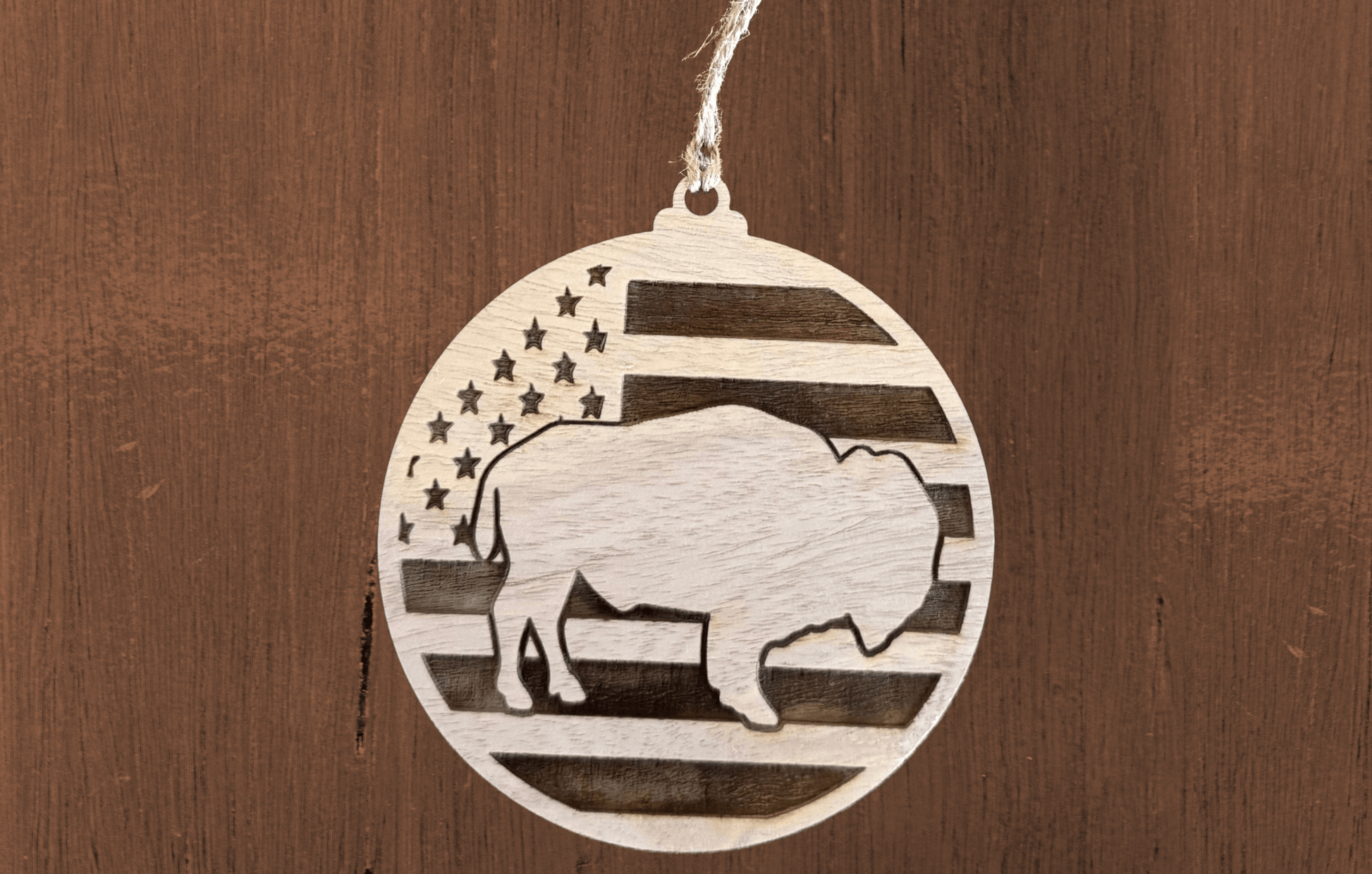 Buffalo Flag Ornament - Bunkhouse Studio LLC