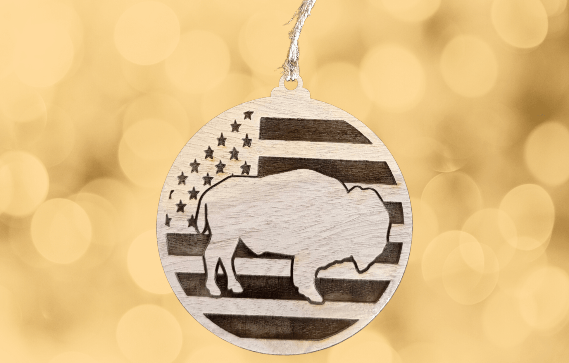 Buffalo Flag Ornament - Bunkhouse Studio LLC