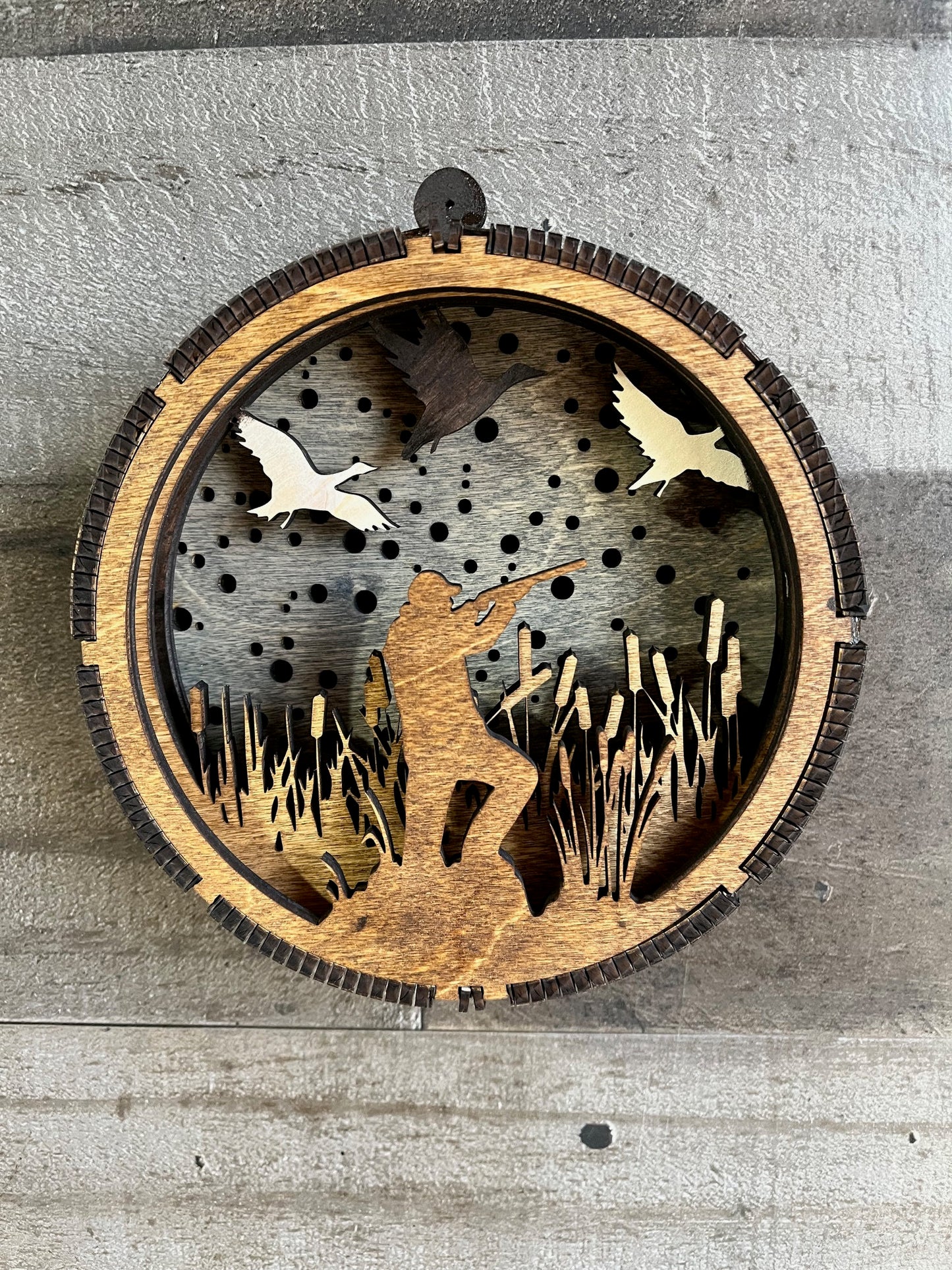 Lighted Duck Hunting Wood Ornament