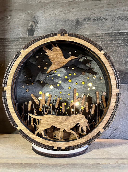 Duck Dog Christmas Ornament | Lighted Hunting Decor | Waterfowl Hunter Gift | Rustic Man Cave Ornament