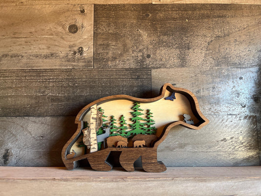 Cub Bear Mancave Gift Unique Handmade Wooden Decor Ornament