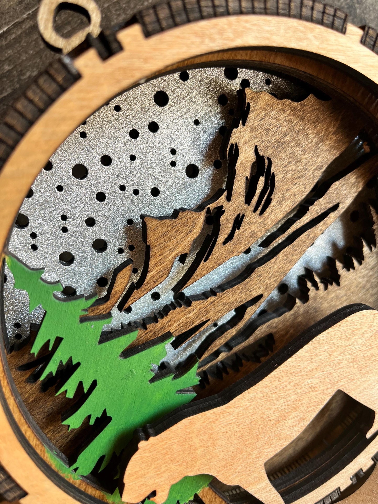 Lighted Mountain Lion Wood Ornament