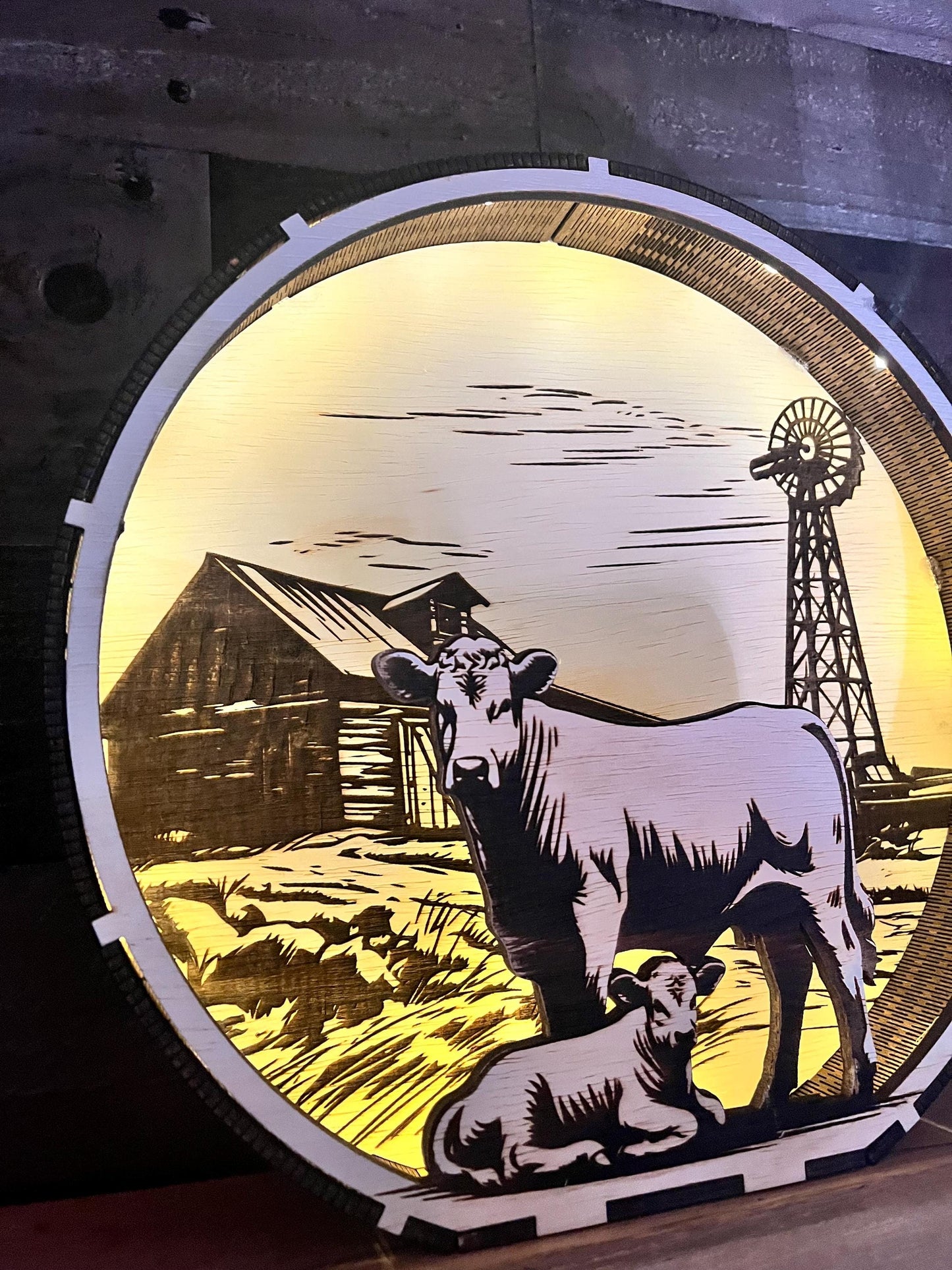 Rustic Calf LED Wood Wall Art