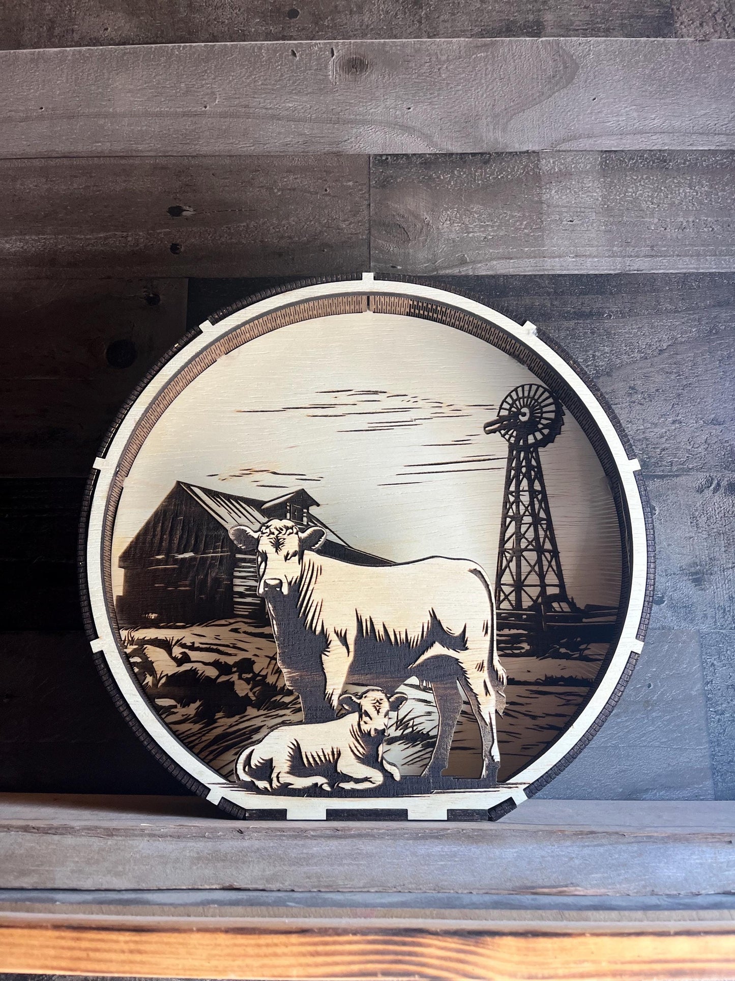 Rustic Calf LED Wood Wall Art