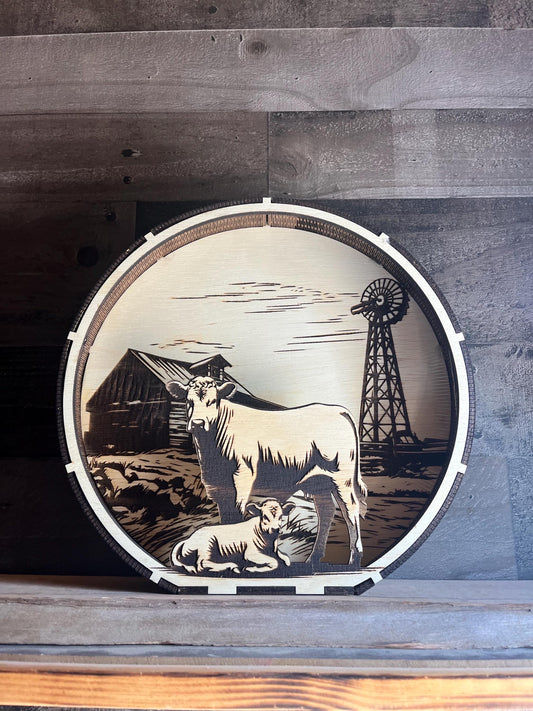 Rustic Calf LED Wood Wall Art