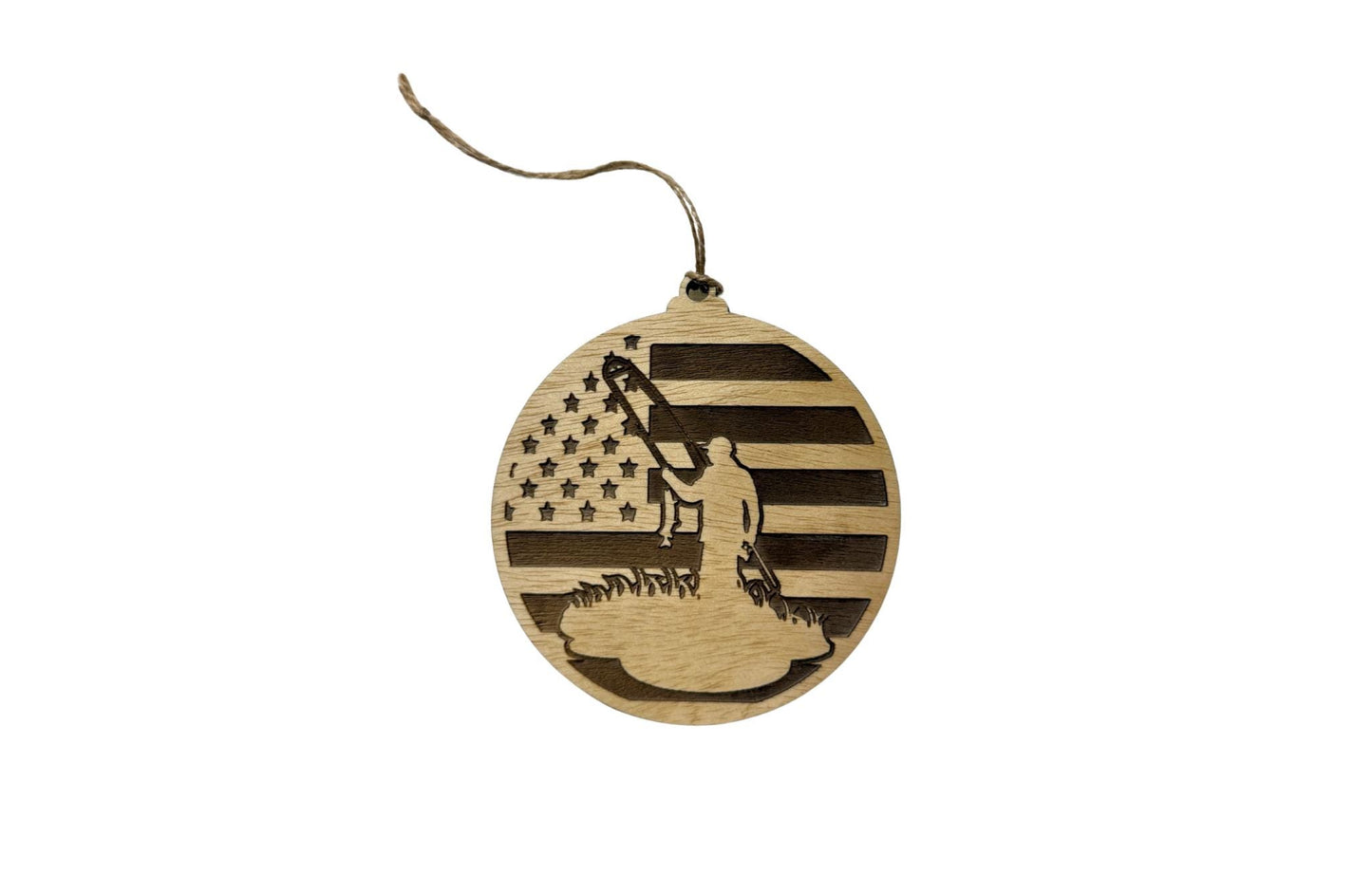 Wildlife Elk Moose Deer Turkey Fisherman Wolf– American Flag Laser-Engraved Wood Gift