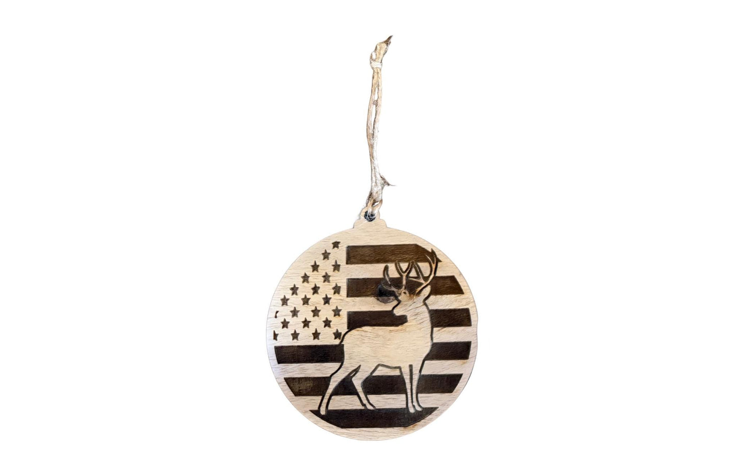 Wildlife Elk Moose Deer Turkey Fisherman Wolf– American Flag Laser-Engraved Wood Gift