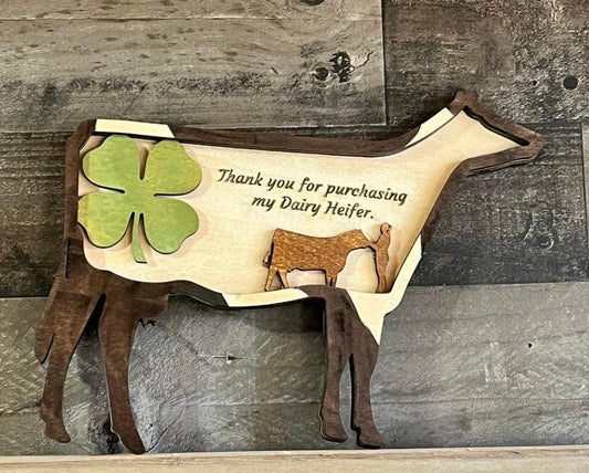 Dairy Heifer Wood Art: Custom 4H Show Cattle Gift