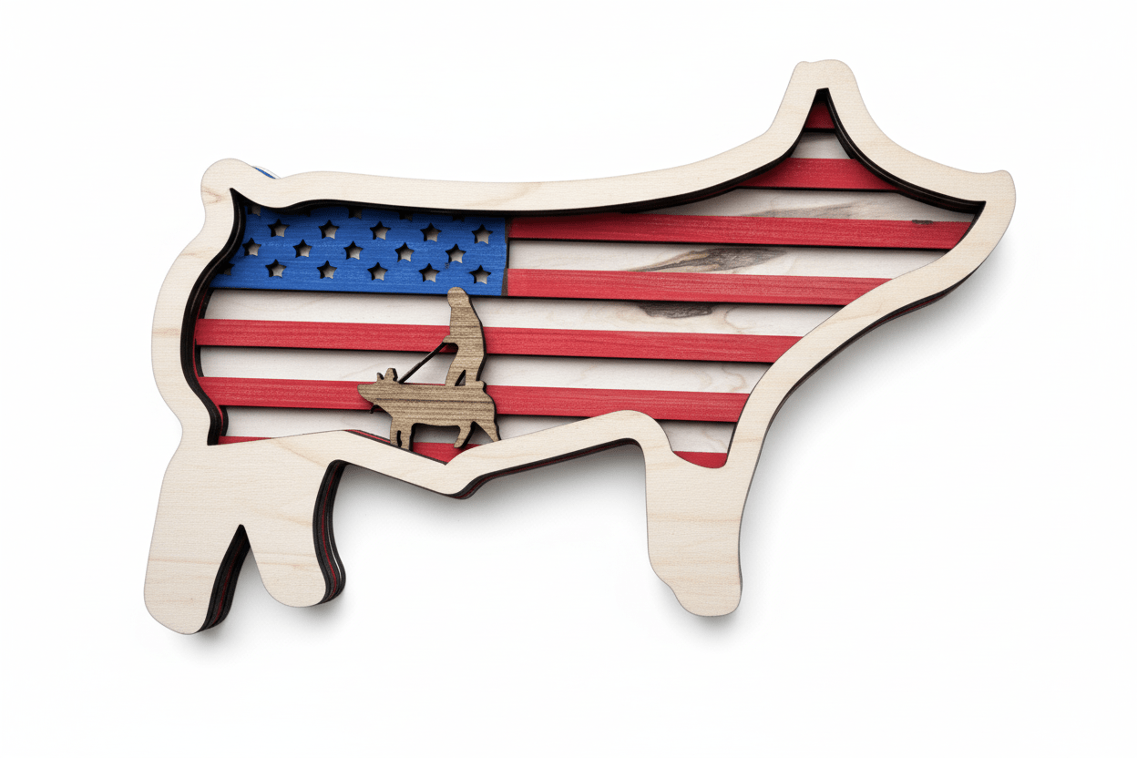 Show Market Pig USA flag thank you gift from Bunkhouse Studio LLC, a special award for sponsors, buyers, and 4H supporters.