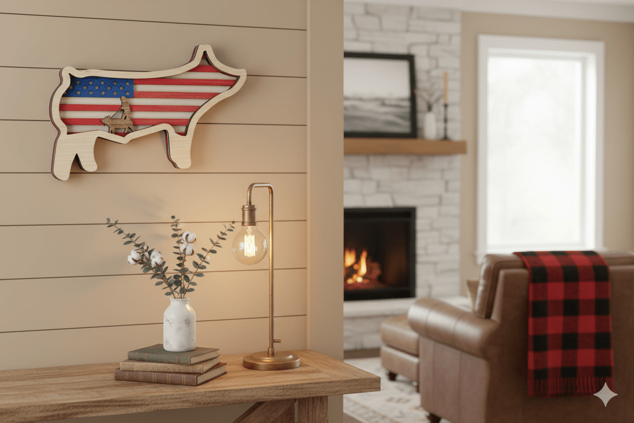 Show Market Pig USA flag thank you gift from Bunkhouse Studio LLC, ideal for sponsors, buyers, and 4H awards.