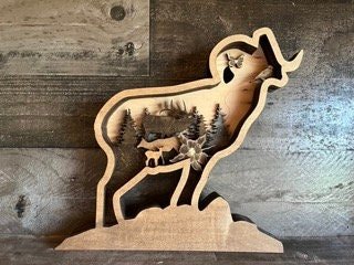 Handmade Colorado Big Horn Sheep animal decor by Bunkhouse Studio LLC, featuring detailed craftsmanship and natural mountain-inspired design.