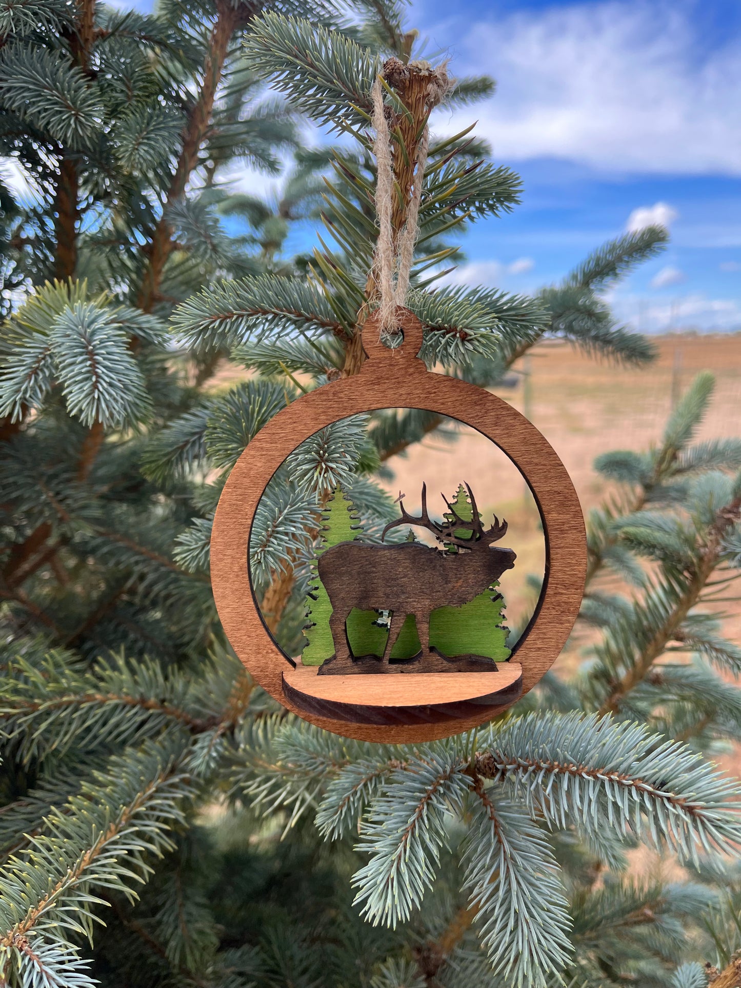 Two-layer circle ornament by Bunkhouse Studio LLC featuring a decorative cut-out design, perfect for holiday or wall decor.