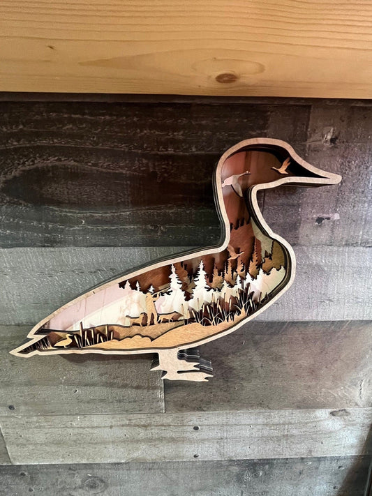 Layer Duck Hunting Gift Decor Mancave Man Gift Wall Hanging - Bunkhouse Studio LLC