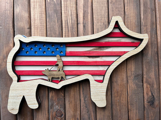 Show Market Pig USA Flag Thank You Gift, Sponsor, Buyer, Award, 4H buyer gift - Bunkhouse Studio LLC