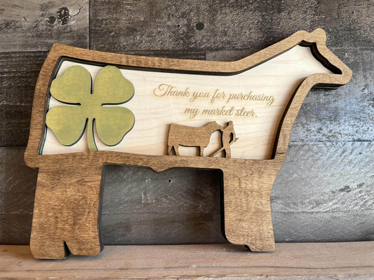 Show Steer Show or Heifer Thank You Gift, Sponsor, Buyer, 4H, County Fair, State Fair, Cow, Cattle - Bunkhouse Studio LLC