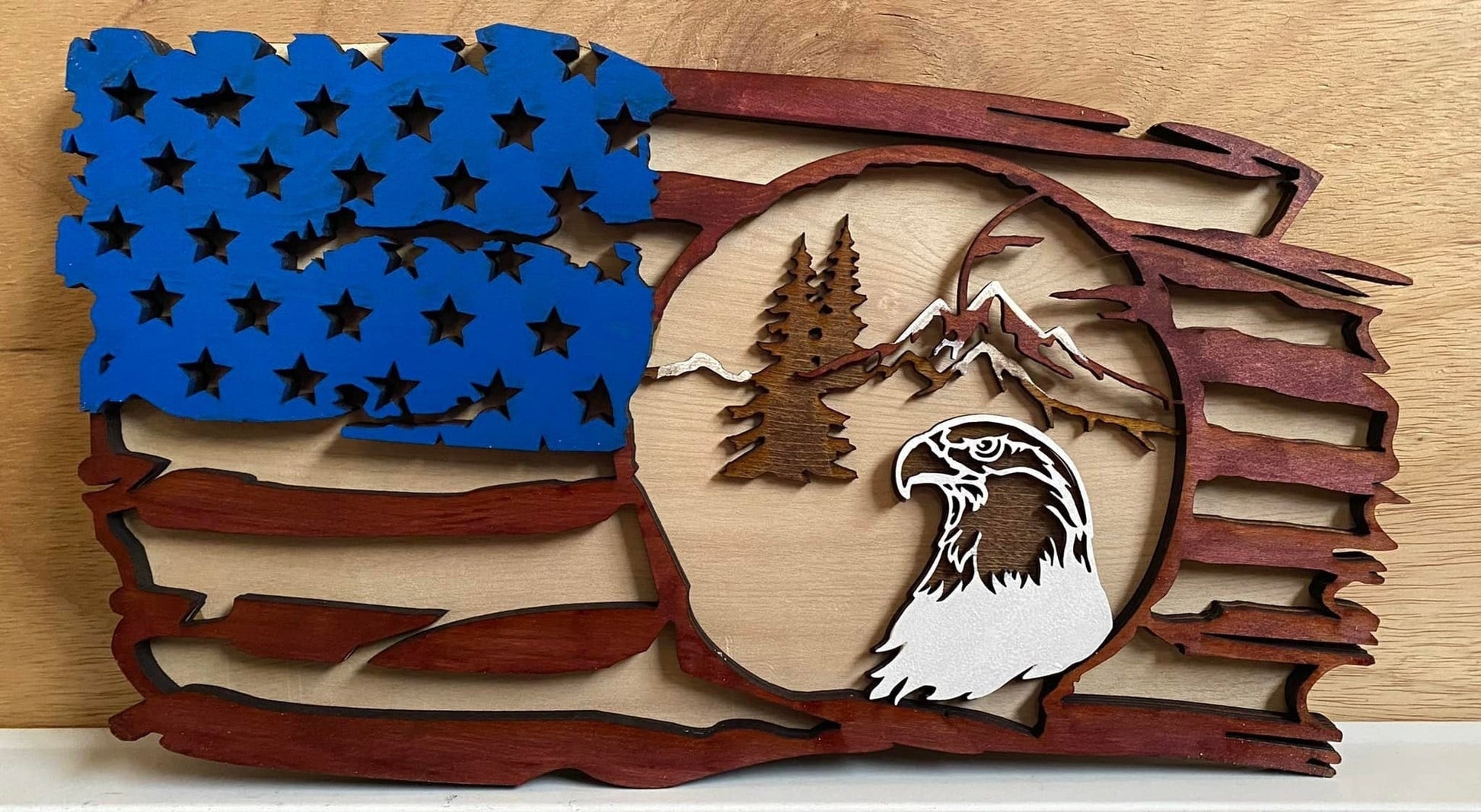 USA American Flag with Eagle Unique Handmade Gift - Bunkhouse Studio LLC